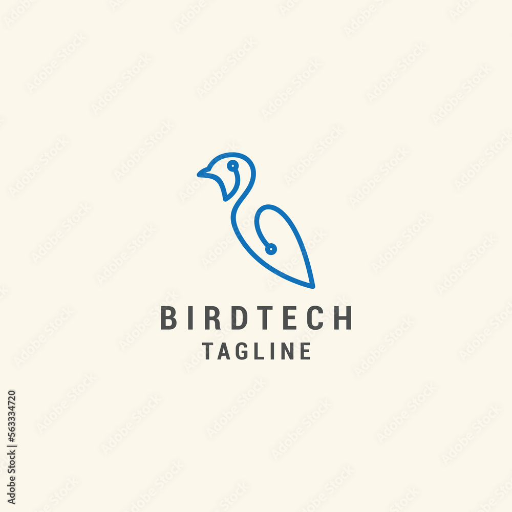 Bird tech logo design icon vector Bird tech logo design icon vector