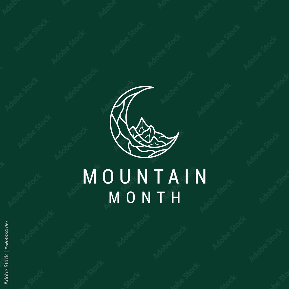 Fototapeta premium Mountain month logo design icon vector