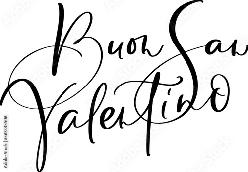Happy Valentine Day on Italian Buon san Valentino. Black vector calligraphy lettering text. Holiday love quote design for valentine greeting card, phrase poster