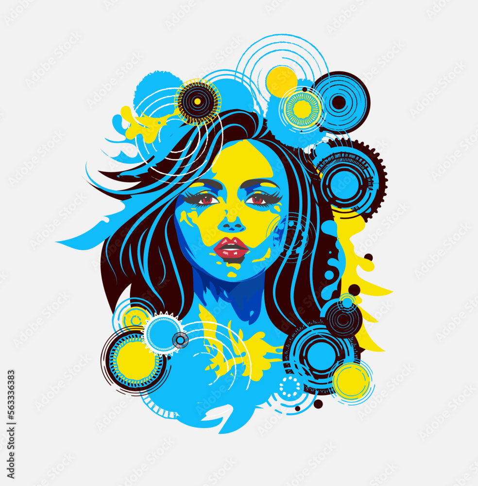 Girls in blue and yellow. The concept of protecting women's rights Girls in blue and yellow. The concept of protecting women's rights