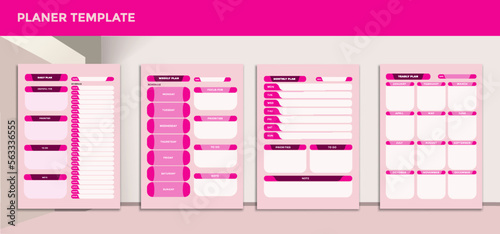 Planner template with pink color