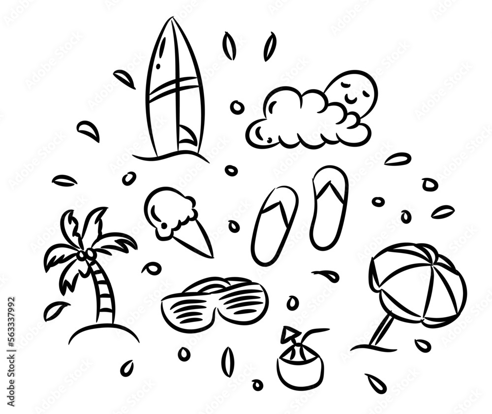 Fototapeta premium Summer vector icon in doodle style