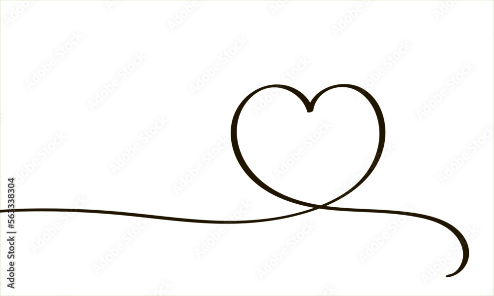 One line Heart. Abstract love symbol. Continuous line art drawing vector illustration.