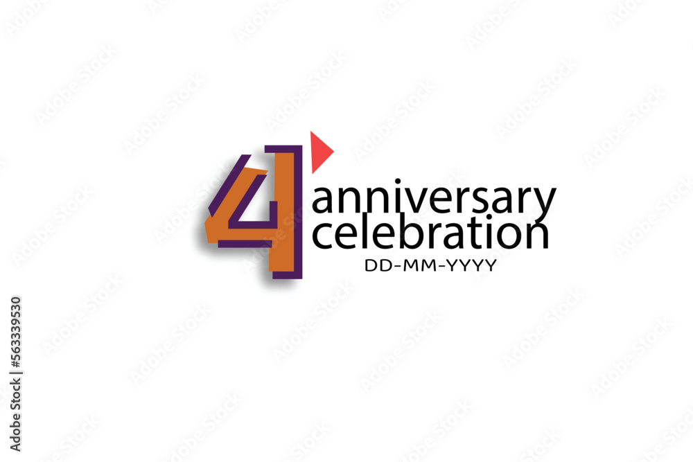 4th, 4 years, 4 year anniversary celebration abstract style logotype. anniversary with purple, yellow, orange color isolated on white background, vector design for celebration, invitation, greeting c 4th, 4 years, 4 year anniversary celebration abstract style logotype. anniversary with purple, yellow, orange color isolated on white background, vector design for celebration, invitation, greeting c