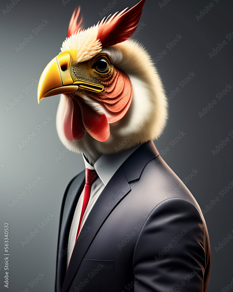 AI Digital Illustration Chicken Headed Human