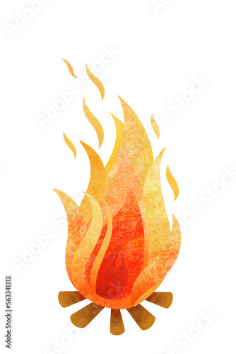 Burning fire with firewood