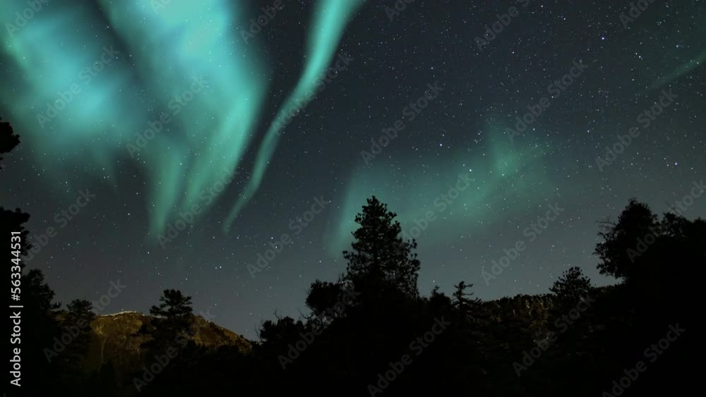 Aurora Borealis Green Loop Winter Alpine Mountain Forests Northern Lights