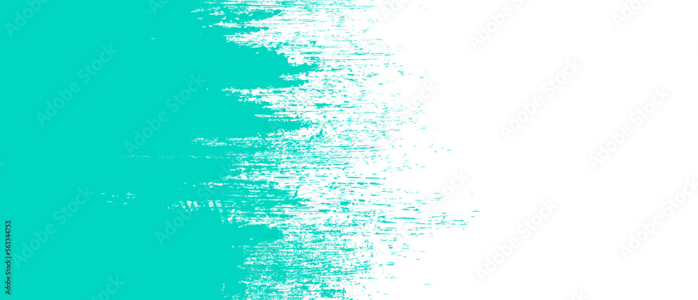 Turquoise brush stroke background. Ink splash on backdrop. Brush background for wallpaper, paint splatter template, dirt banner, watercolor design, dirty texture. Trendy brush background, vector