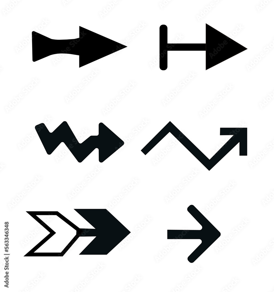 Isolated set of black arrows.