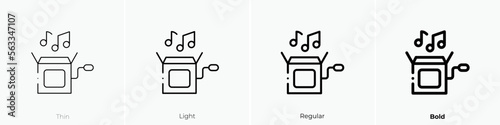 music box icon. Thin, Light Regular And Bold style design isolated on white background photo