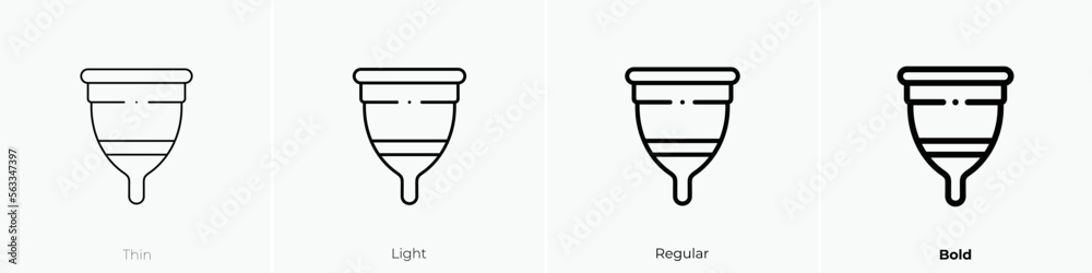 menstrual cup icon. Thin, Light Regular And Bold style design isolated on white background