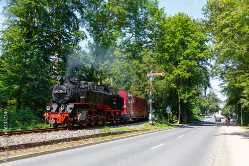 Baederbahn Molli steam train locomotive railway in Heiligendamm  Germany