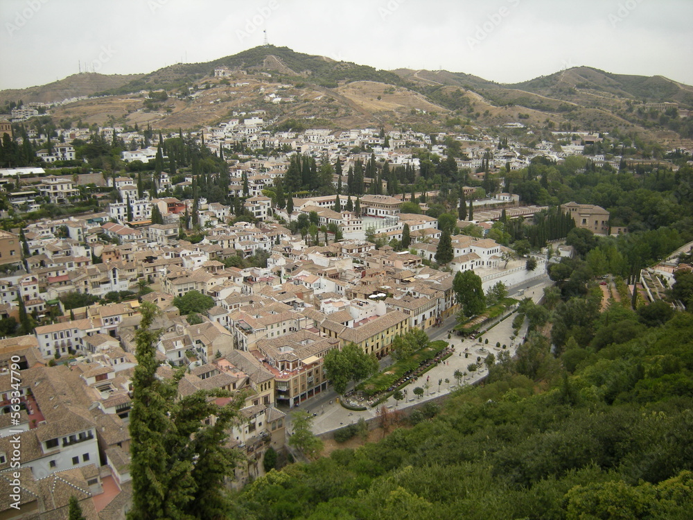 The Albaicin district viewed from the Alhambra, Granada, Spain