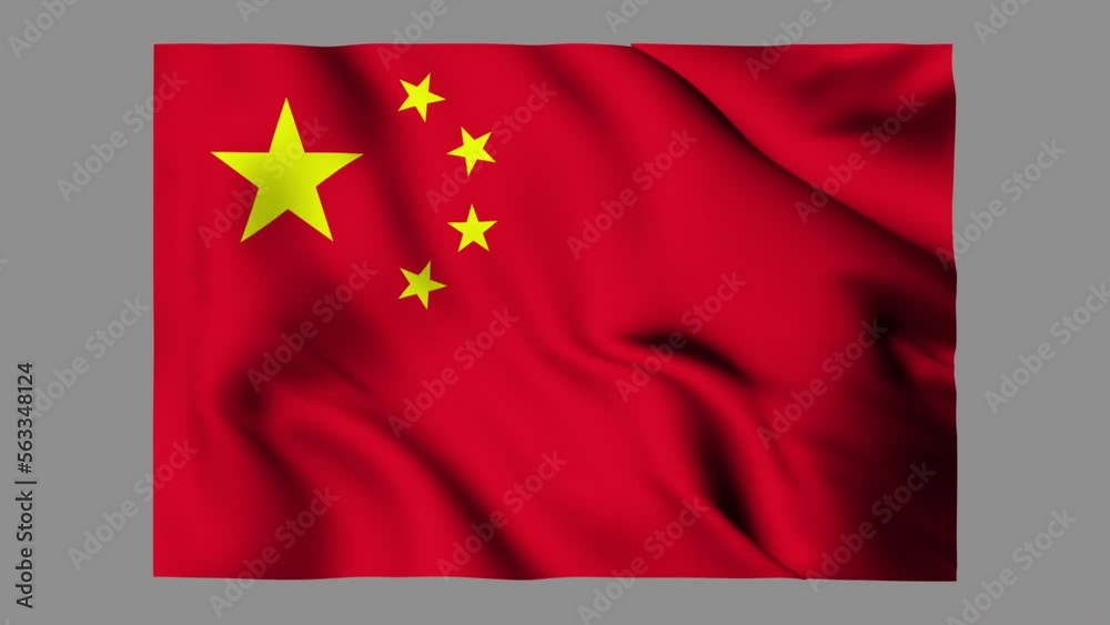 Flag of China waving isolated by the alpha channel(transparent background).Highly detailed fabric texture. Seamless loop in full 4K resolution.Chinese flag. Flag of China waving isolated by the alpha channel(transparent background).Highly detailed fabric texture. Seamless loop in full 4K resolution.Chinese flag.