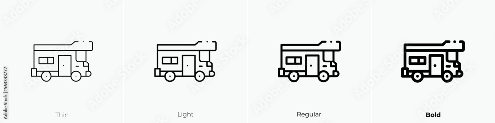 house on wheels icon. Thin, Light Regular And Bold style design isolated on white background