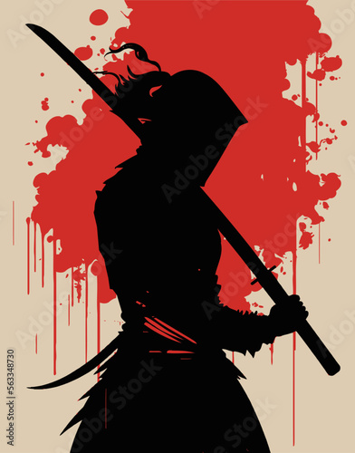 samurai with katana abstract illustration