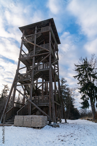 View tower on top of Dzikowiec Mountain, in Boguszow-Gorce near Walbrzych in Poland. © Marcin