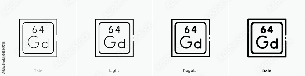 gadolinium icon. Thin, Light Regular And Bold style design isolated on white background