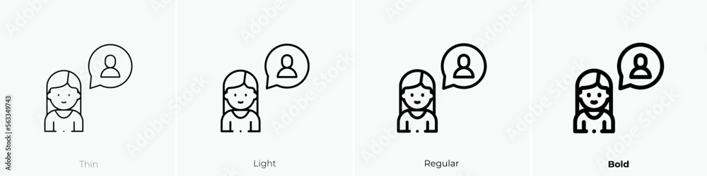 friend icon. Thin, Light Regular And Bold style design isolated on white background