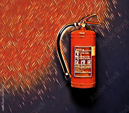 a red fire extinguisher on a wall as illustration