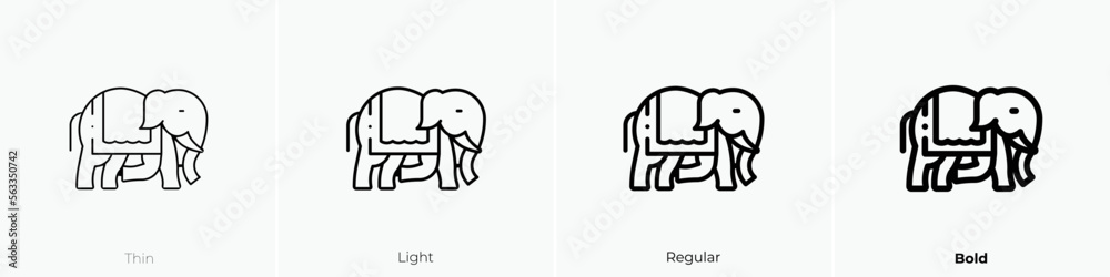 elephant icon. Thin, Light Regular And Bold style design isolated on white background