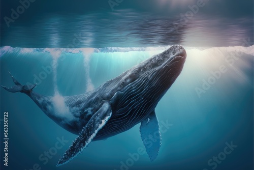 Humpback whale in the ocean. Generative AI