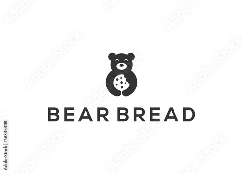 Bear logo with Bread bakery logo design template