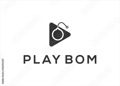 play music video and bomb logo design vector template