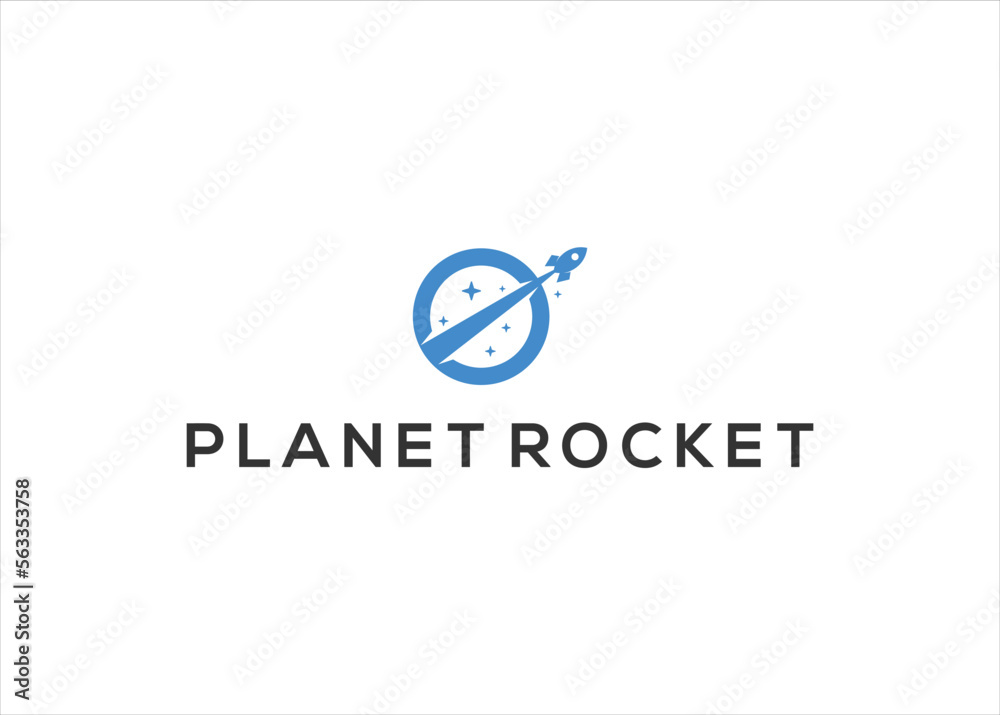 Planet Moon Rocket Logo abstract design vector template	