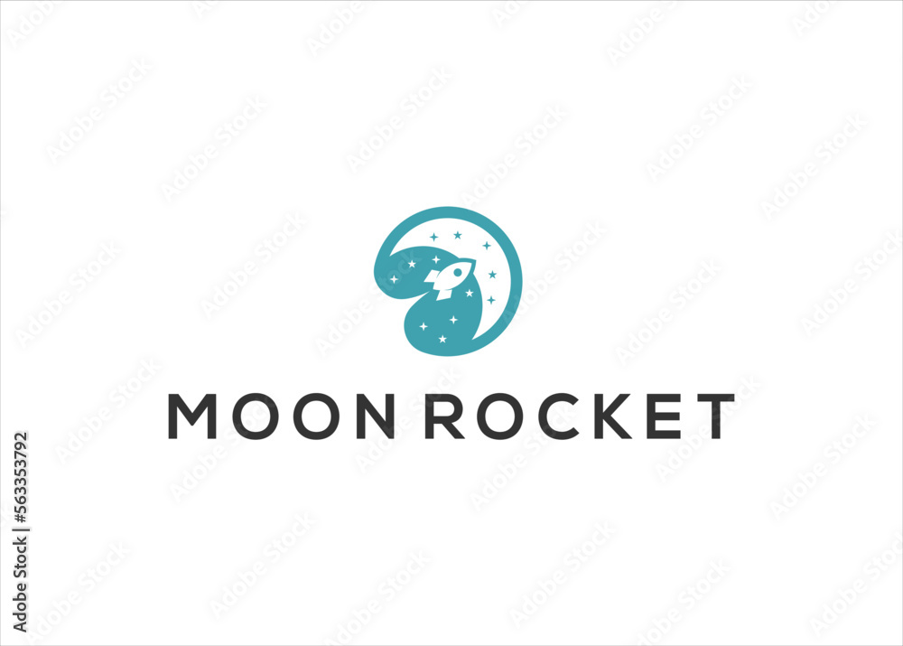 Planet Moon Rocket Logo abstract design vector template	