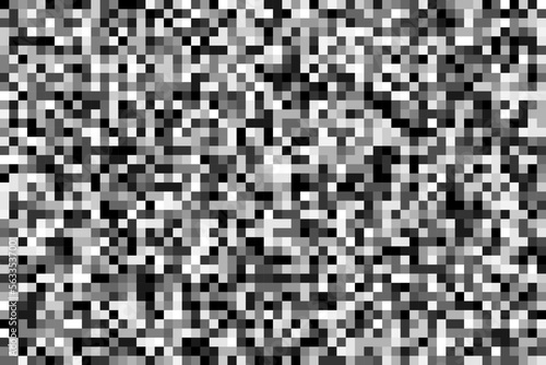 Fototapeta Naklejka Na Ścianę i Meble -  Square pixel vector background. Abstract illustration consisting of small squares. Black and white pixelated blocks.