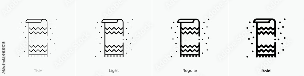beach towel icon. Thin, Light Regular And Bold style design isolated on white background