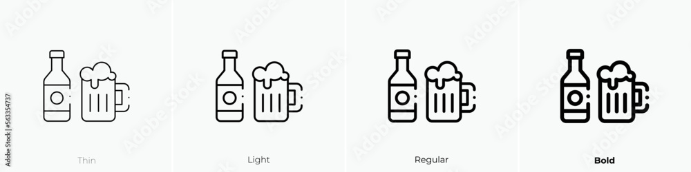 beer bottle icon. Thin, Light Regular And Bold style design isolated on white background