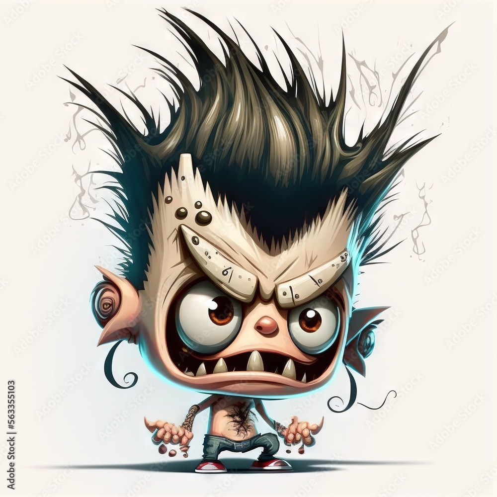 a cartoon character with a weird hair and a weird face, with a weird