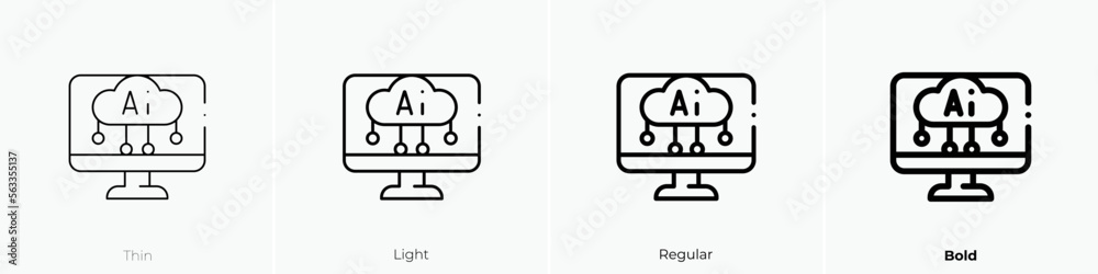 artificial intelligence icon. Linear style sign isolated on white background. Vector illustration.