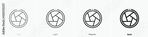 aperture icon. Thin  Light Regular And Bold style design isolated on white background