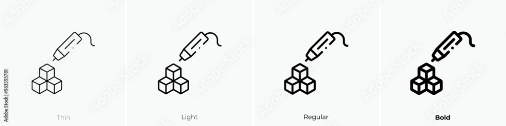 3d printing icon. Thin, Light Regular And Bold style design isolated on white background