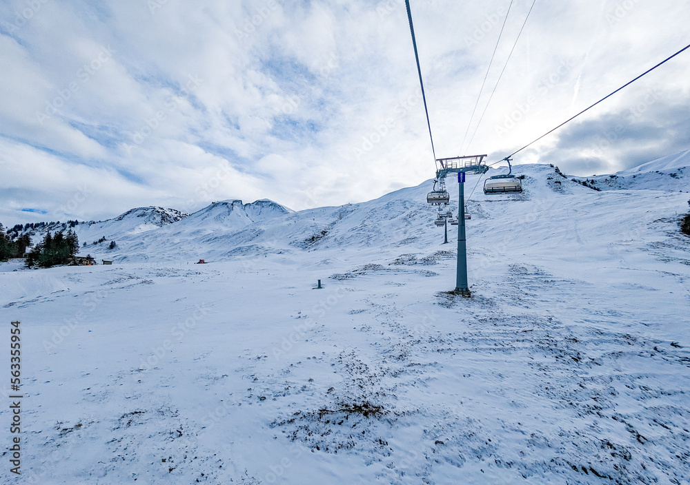 Snow covered mountains and ski slopes, ski area Stoos Snow covered mountains and ski slopes, ski area Stoos