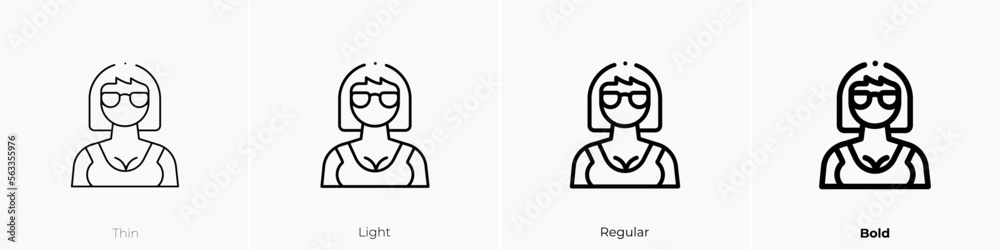 woman icon. Thin, Light Regular And Bold style design isolated on white background