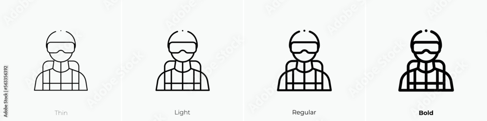 skydiving icon. Thin, Light Regular And Bold style design isolated on white background