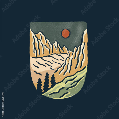 Hand drawing of Zion National Park in grunge vector design