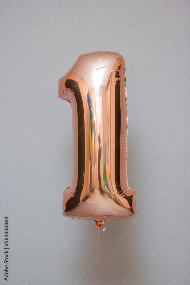 Foil balloon number one pink, first year, first birthday Foil balloon number one pink, first year, first birthday