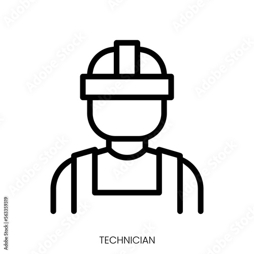 technician icon. Line Art Style Design Isolated On White Background