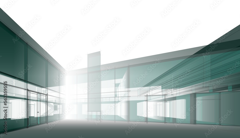 Fototapeta premium Modern house sketch architectural 3d illustration