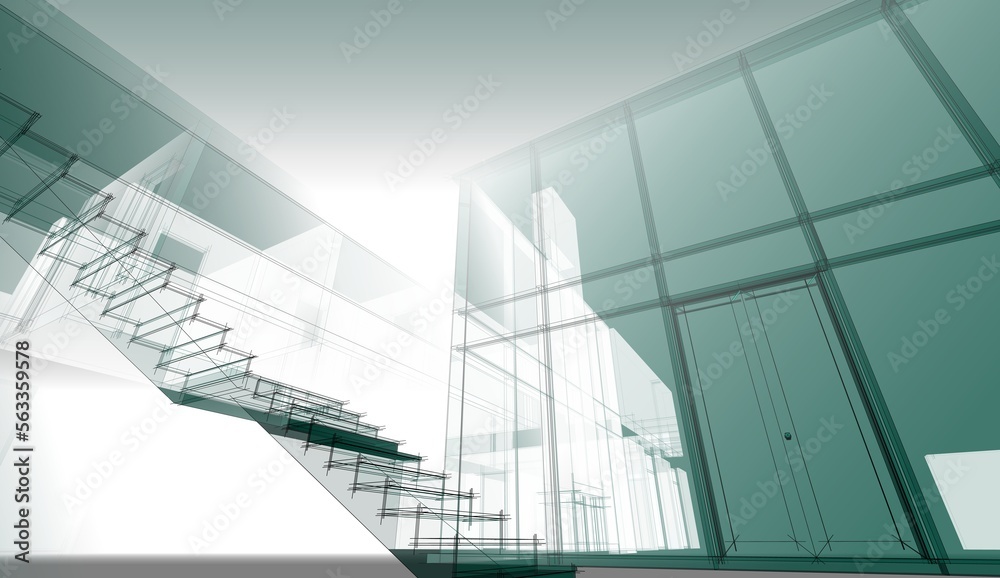 Modern house sketch architectural 3d illustration Modern house sketch architectural 3d illustration