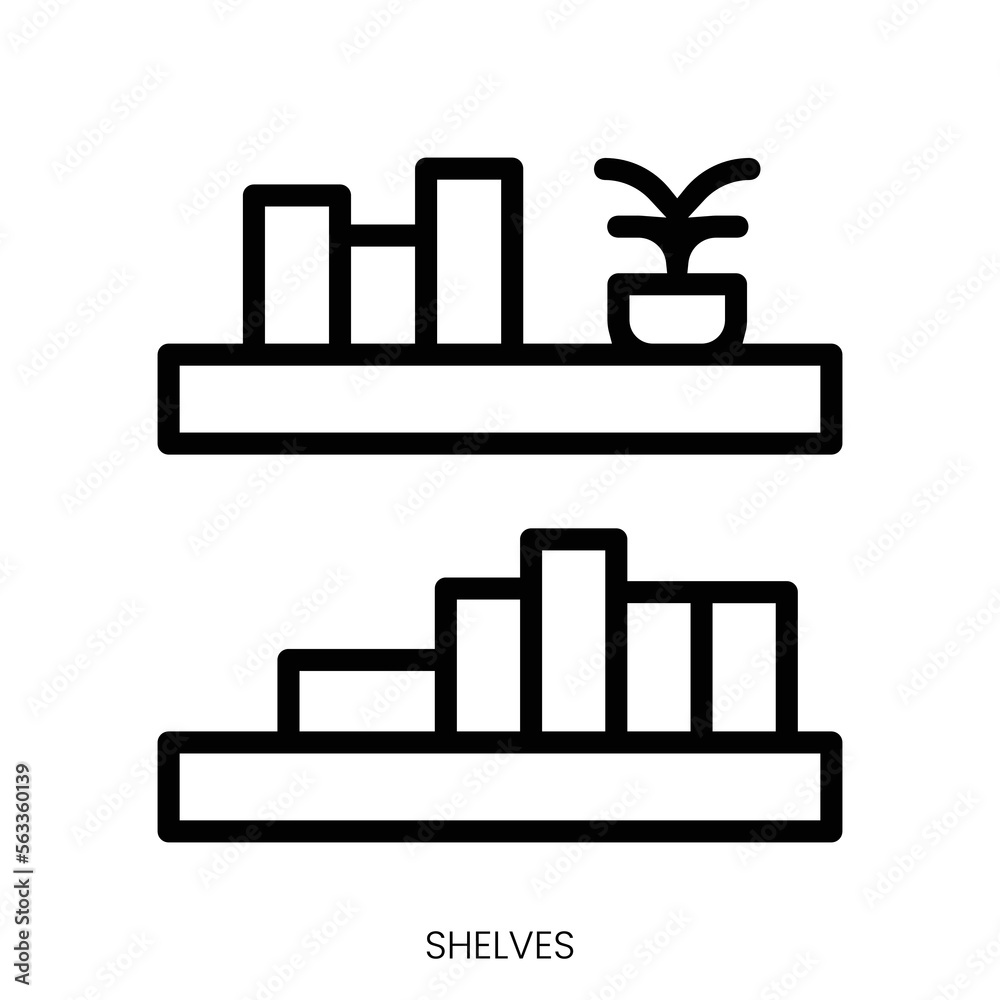 shelves icon. Line Art Style Design Isolated On White Background