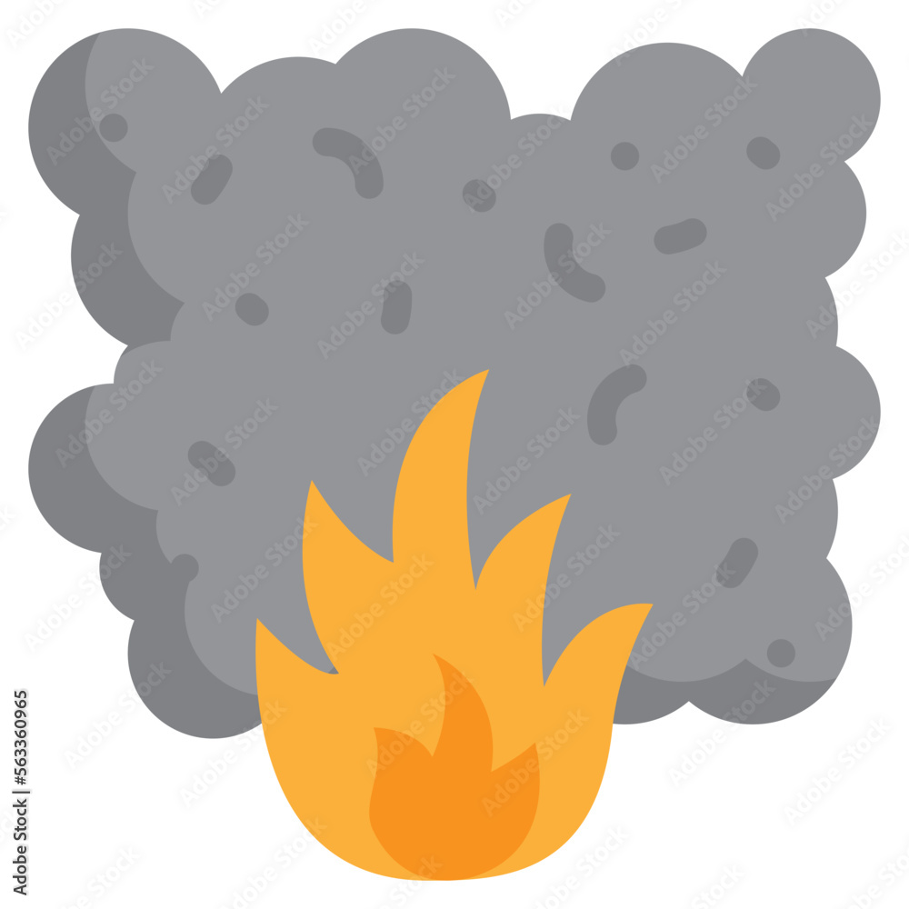fire dust smog ait pollution icon flat style