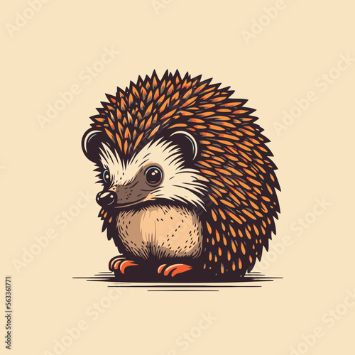 Hedgehog head logo design vector illustration isolated. Cute cartoon hedgehog.