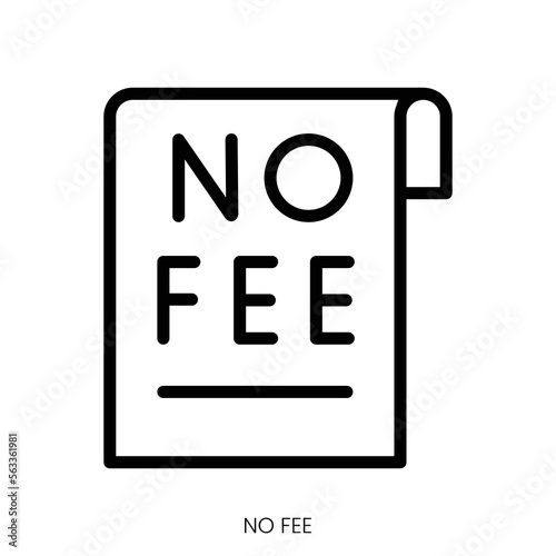 no fee icon. Line Art Style Design Isolated On White Background