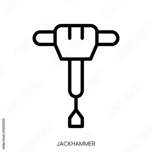 jackhammer icon. Line Art Style Design Isolated On White Background